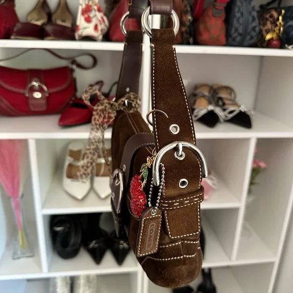 Brown Suede Y2K Coach Small SoHo 🤎🍒