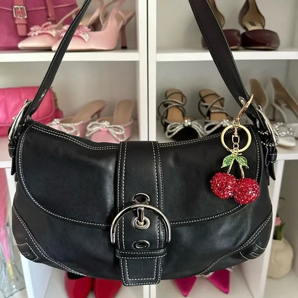 Black Leather y2k Coach SoHo Shoulder Bag 🍒🖤