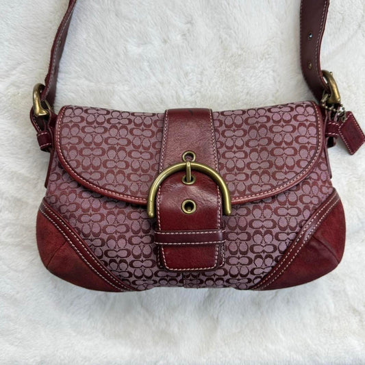 Vintage Y2K Coach Mini Soho Canvas and Suede Burgundy Bag