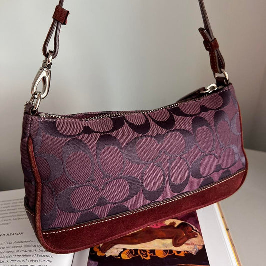 Coach Signature Demi Pouch - Purple/ Burgundy/ Silver