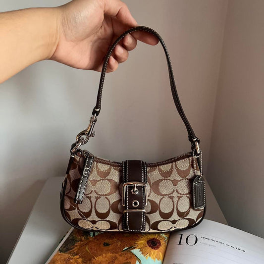 Coach Signature Demi Pouch - Dark Brown/Khaki/Silver