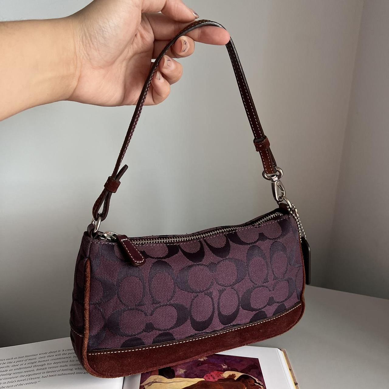 Coach Signature Demi Pouch - Purple/ Burgundy/ Silver